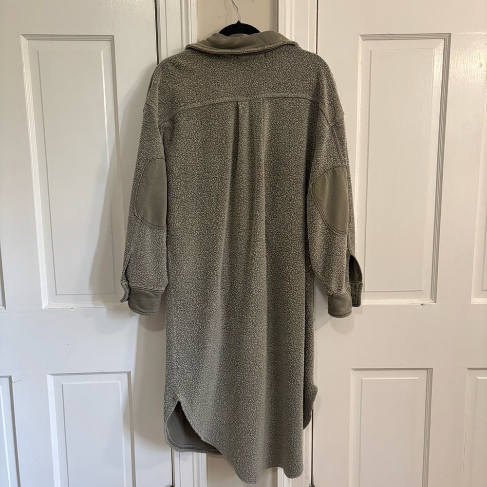 Free People Long Ruby Jacket Size XS Dirty Olive Green Fleece - Picture 3 of 15